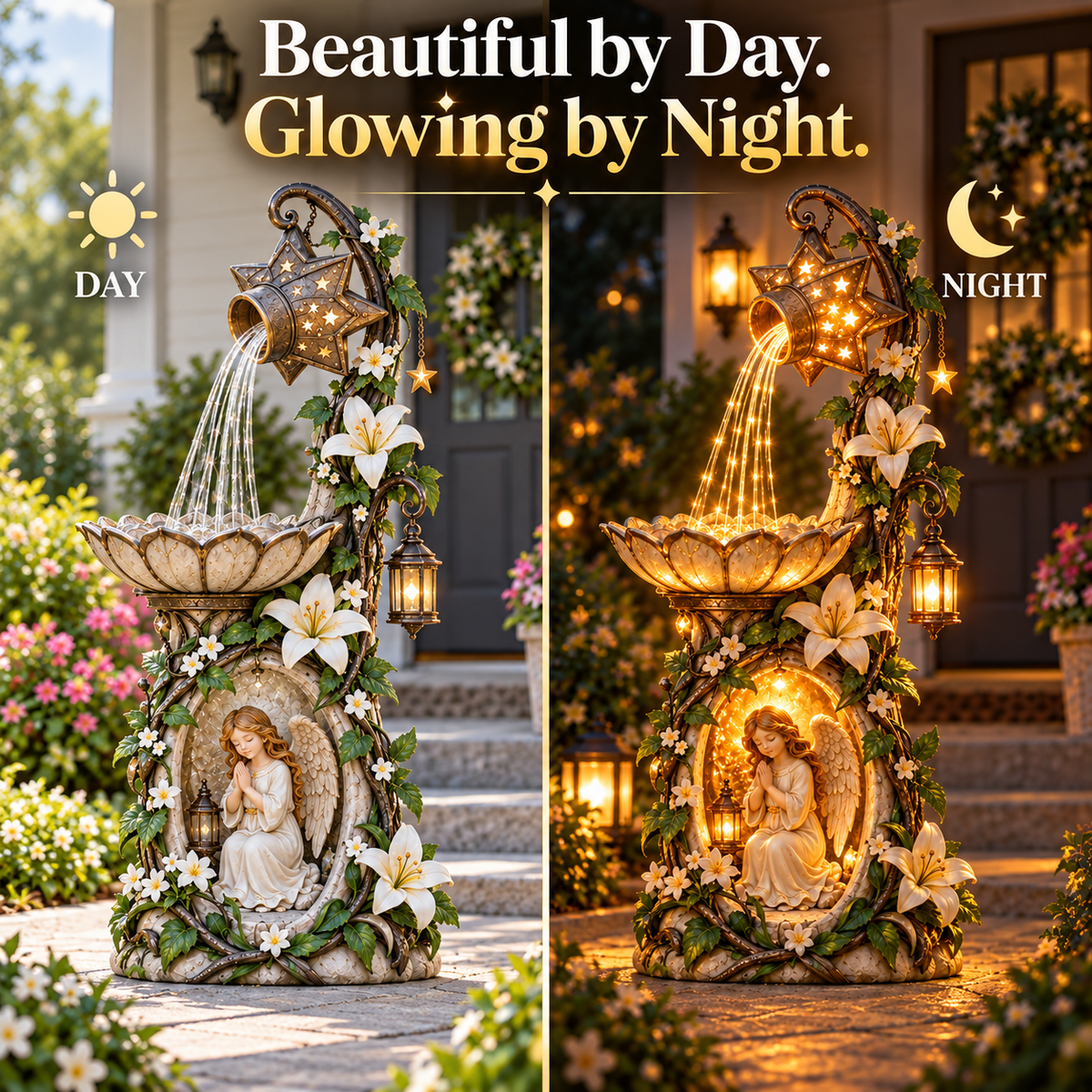 Star cascading light and angel details
