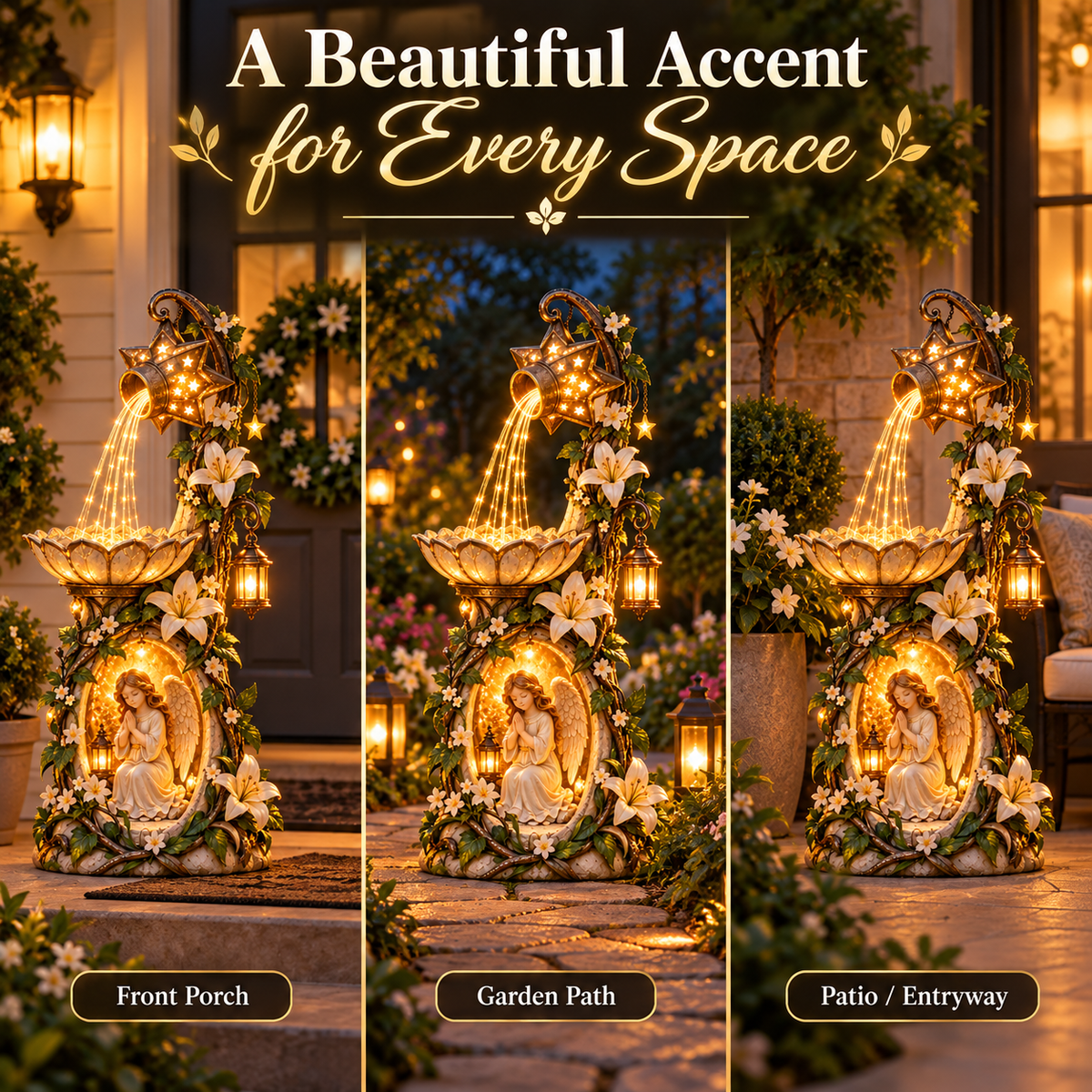 Angel Starlight garden decor material and sculpted details