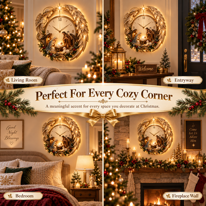 🎄⏰ LAST DAY 50% OFF ✨ Bethlehem Angel Nativity Glow Clock