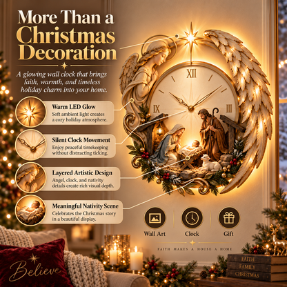 🎄⏰ LAST DAY 50% OFF ✨ Bethlehem Angel Nativity Glow Clock