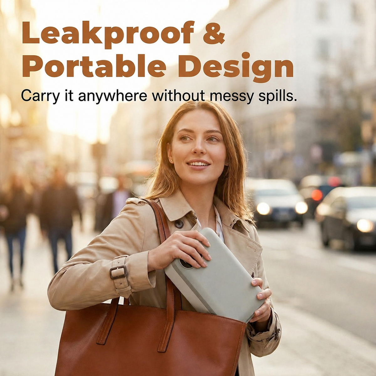 Portable lunch box carried in a work bag