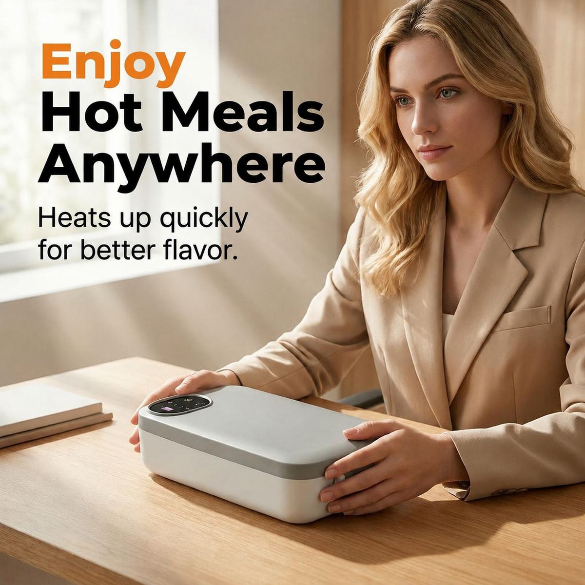 Enjoy hot meals anywhere with portable heating lunch box