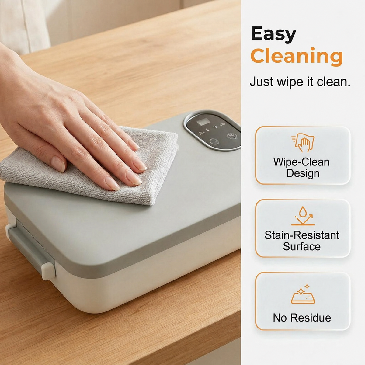 Easy wipe clean electric lunch box