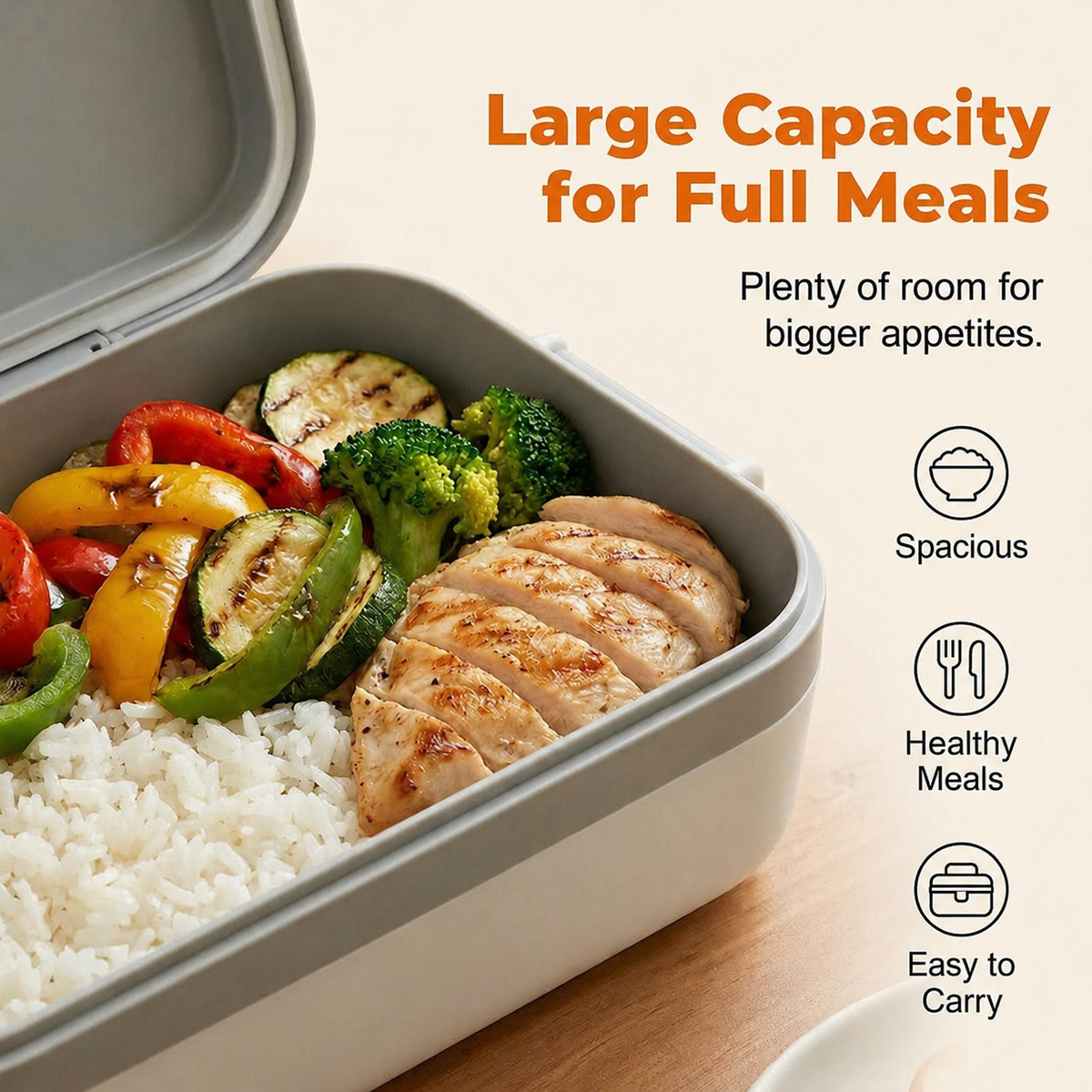 900ml large capacity electric lunch box with full meal