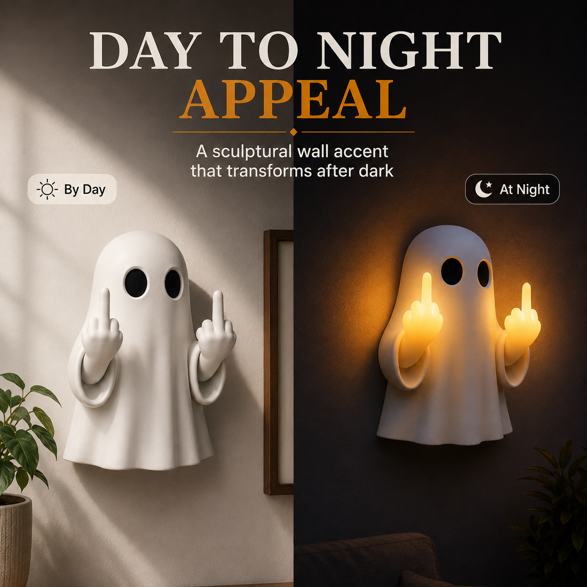 ✨Halloween Ghost Middle Finger Glow Night Light👻