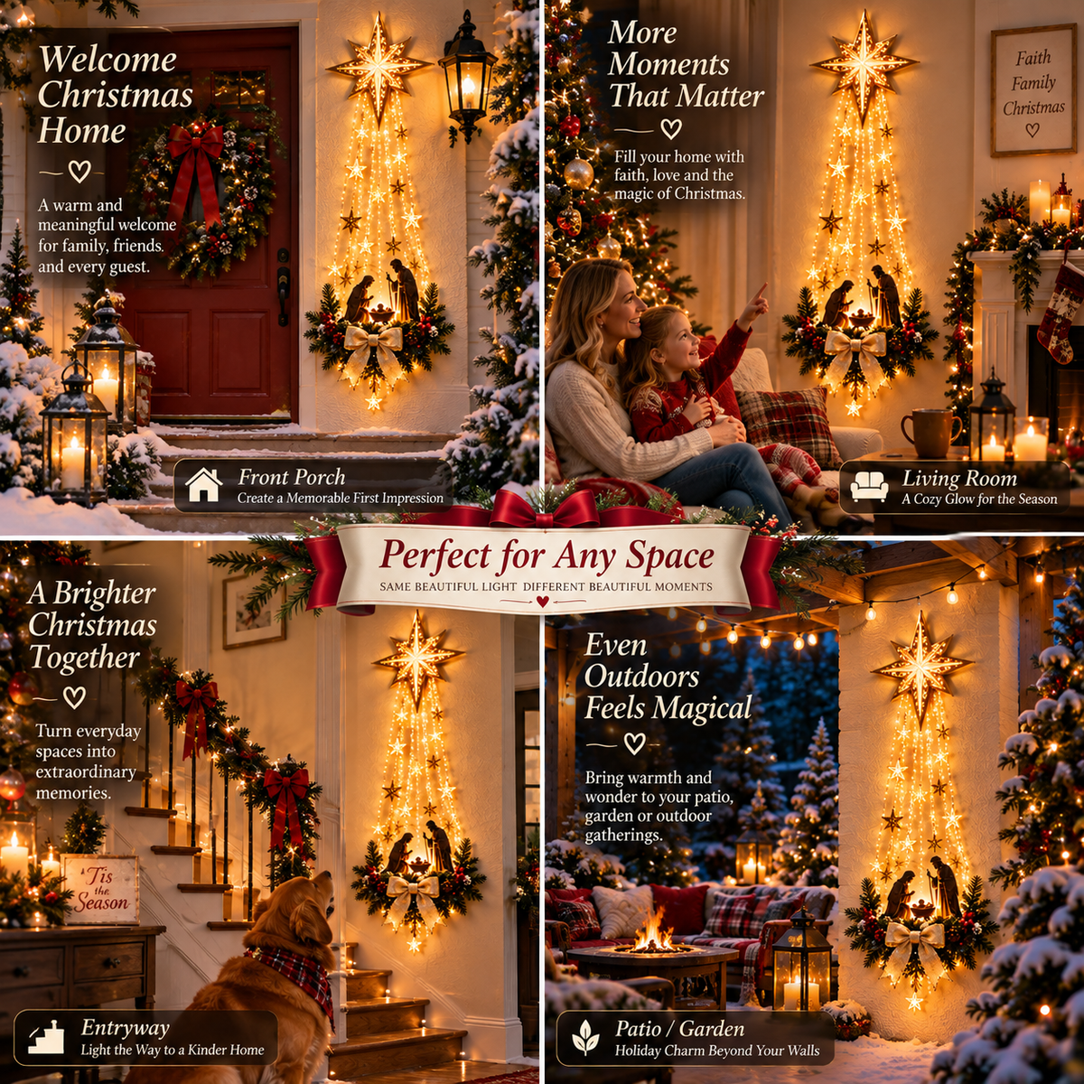 ✨Last Day 49% OFF✝️ Bethlehem Star of Faith™ – Lighted Nativity Wall Decor