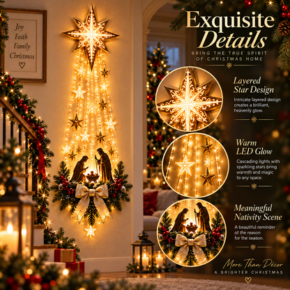 ✨Last Day 49% OFF✝️ Bethlehem Star of Faith™ – Lighted Nativity Wall Decor