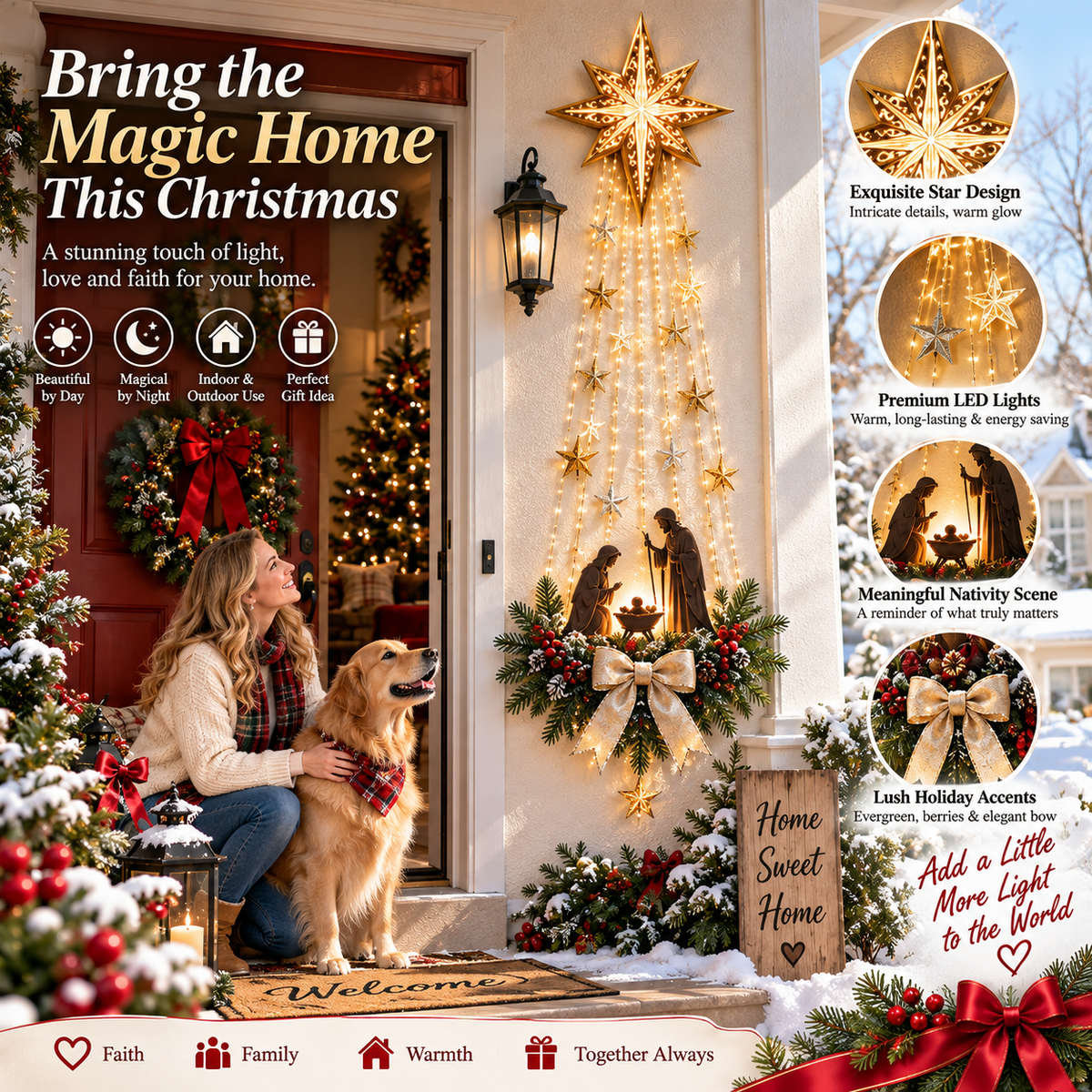 ✨Last Day 49% OFF✝️ Bethlehem Star of Faith™ – Lighted Nativity Wall Decor