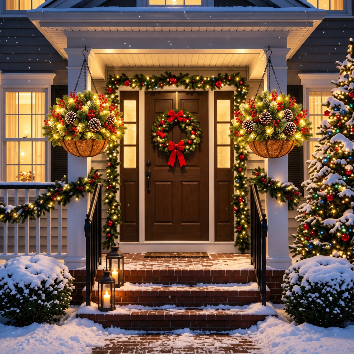 🎄 Last Day 50% OFF 🏆 Pre-Lit Christmas Hanging Basket | Pre-lit, weather-resistant, and zero maintenance