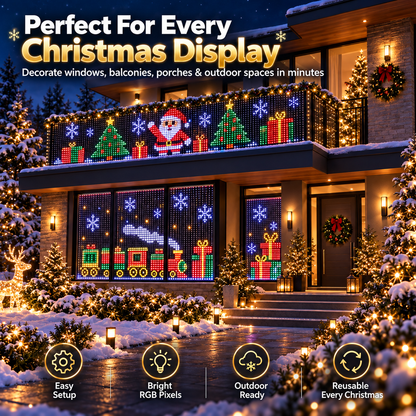 🔥LAST DAY 49% OFF -🎄 Smart RGB Pixel LED Curtain Lights | App-Controlled Dynamic Holiday Light Show for Outdoor Home Decoration