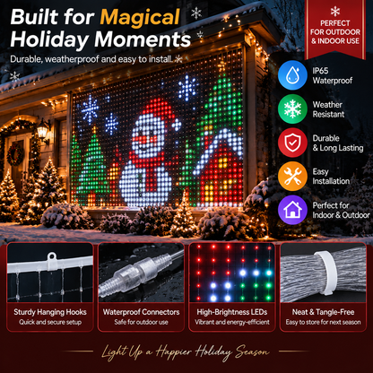 🔥LAST DAY 49% OFF -🎄 Smart RGB Pixel LED Curtain Lights | App-Controlled Dynamic Holiday Light Show for Outdoor Home Decoration