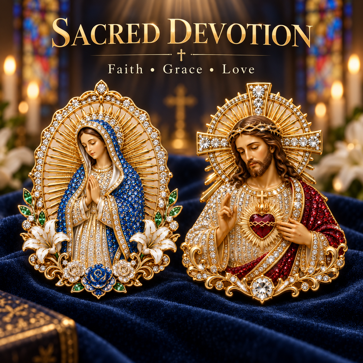 Jesus and Our Lady of Guadalupe Sacred Devotion Pins