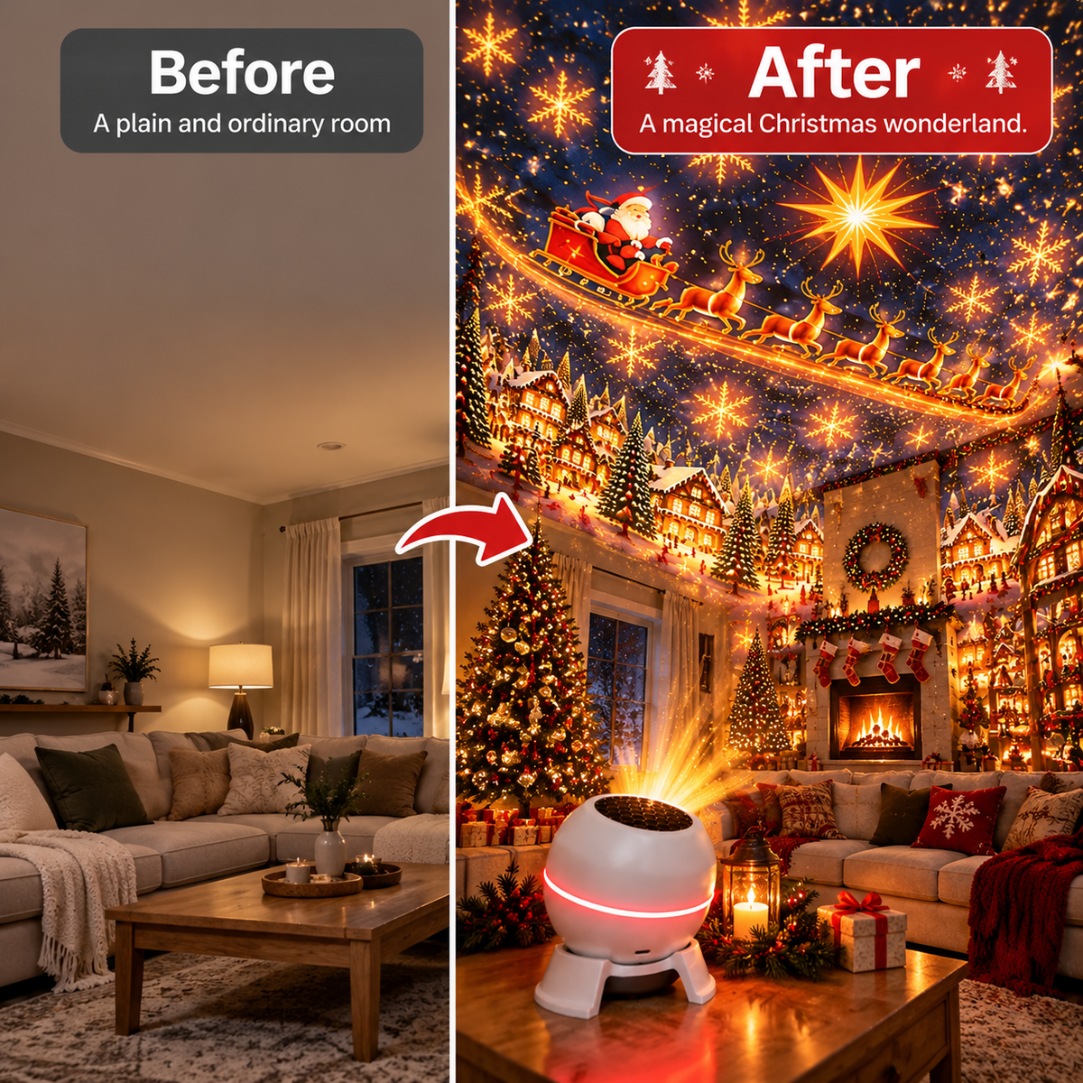 🔥 Turn Any Room Into a Christmas Wonderland – Holiday Projection Night Light