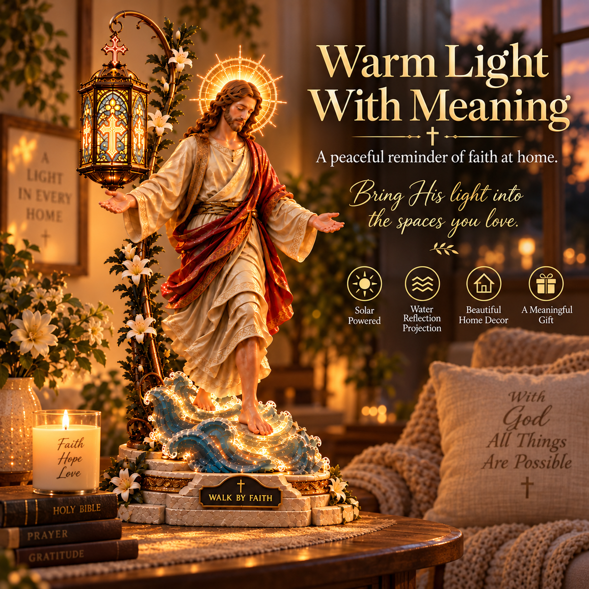 Warm Walk by Faith reflection light home scene