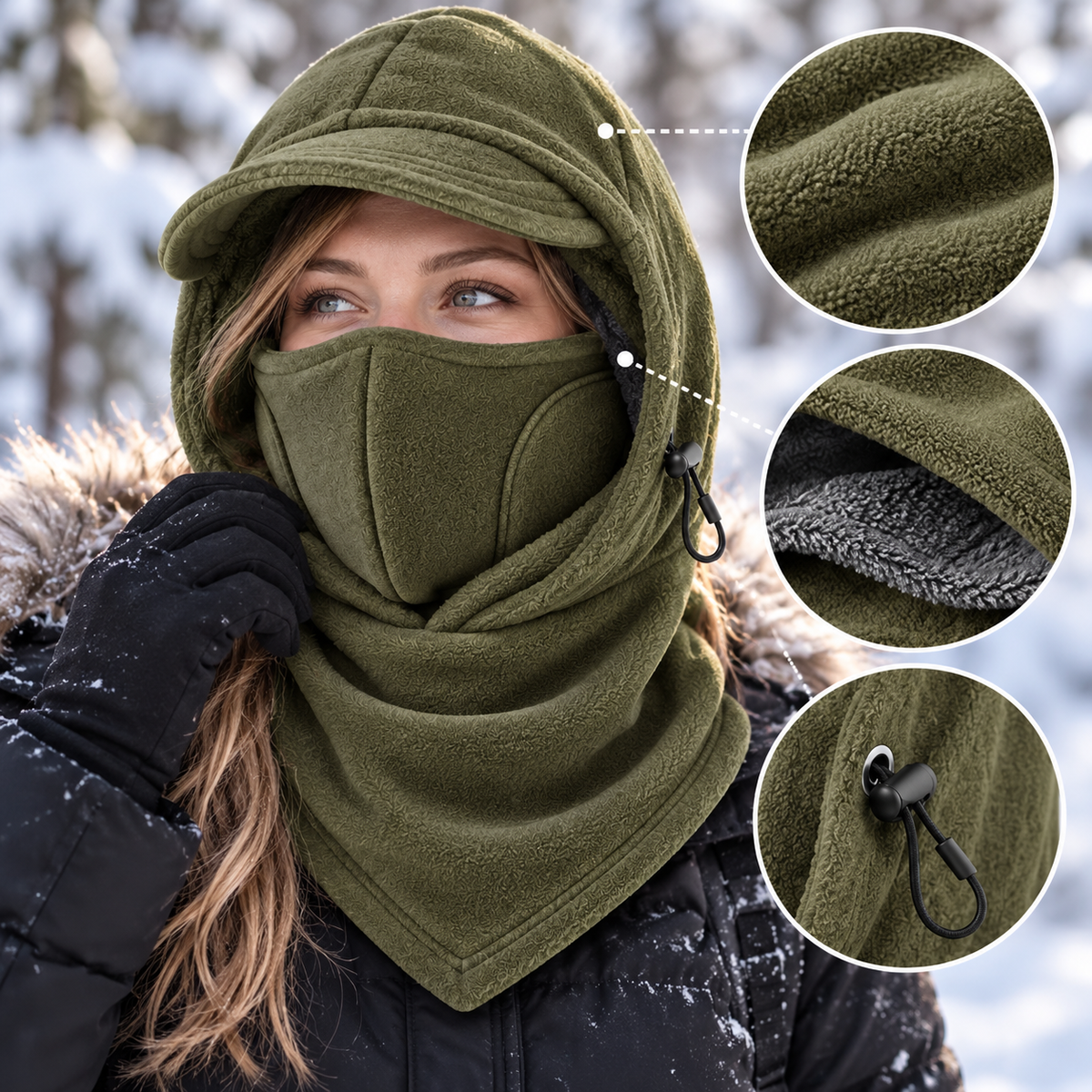 🔥Last Day 80% OFF🔥🥶Fleece Double Layer Integrated Mask Hat🥶