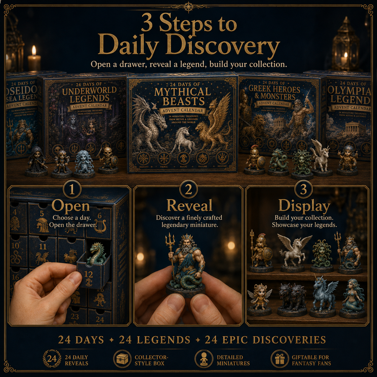 24-Day Greek Mythology Advent Calendar – Gods, Heroes & Mythical Creatures ⚡🏛️