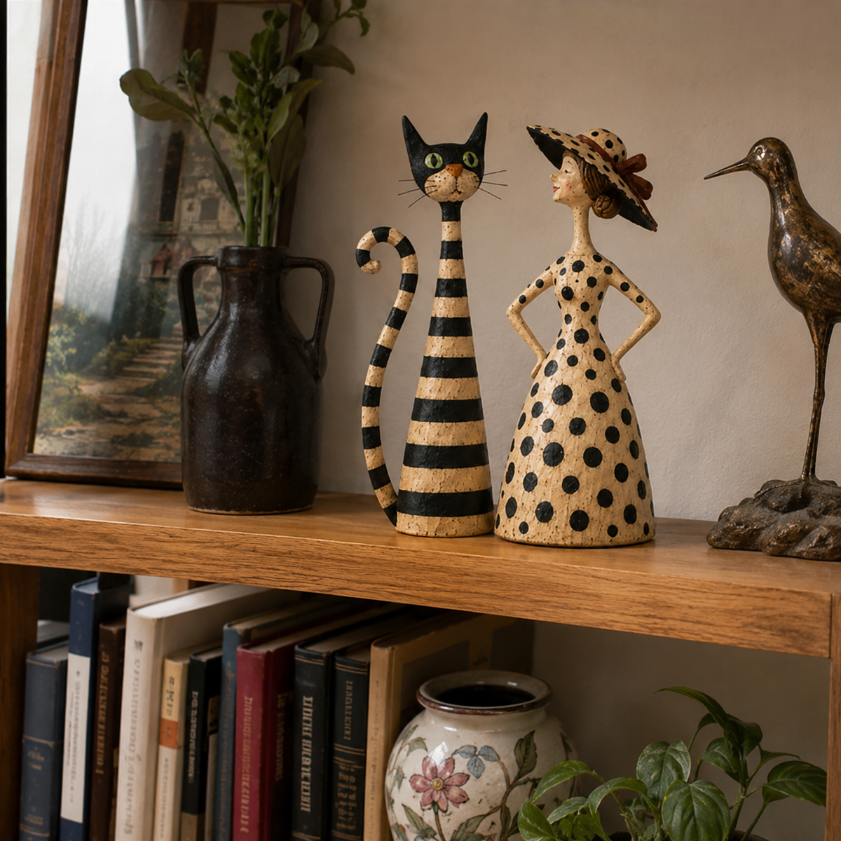🔥Vintage  Cat & Lady Sculptures