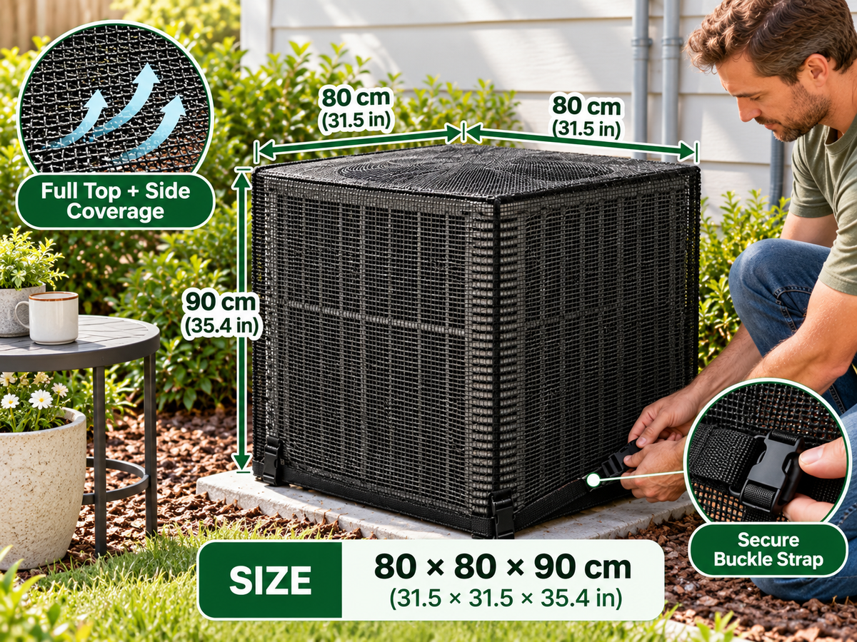 ❄️ Heavy-Duty Mesh AC Cover – All-Season Outdoor Protection