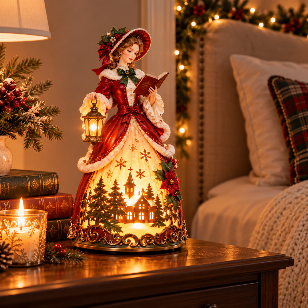 🎄 Victorian Christmas Caroler Lady Lamp™ – Lighted Holiday Tabletop Decor