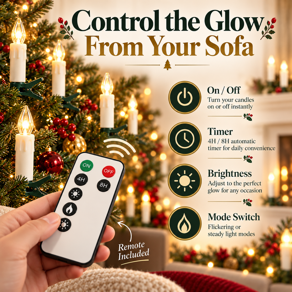 🔥Last Day 50% OFF-🕯️🎄 Flameless Christmas Candle Clip Lights