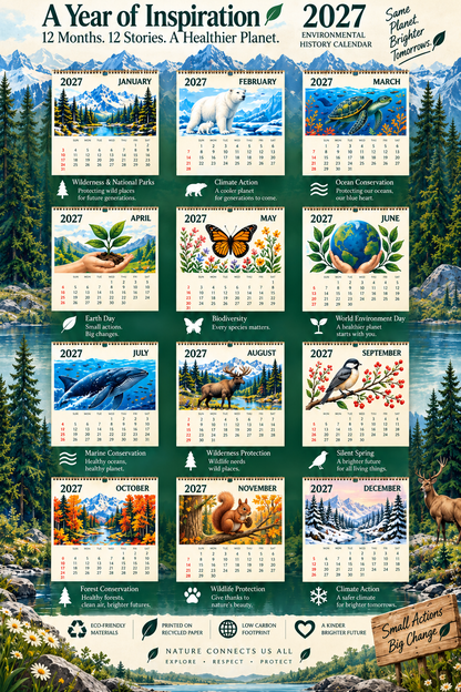 🌎2027 Environmental  Commemorative Calendar – 12 Months of Nature, One Planet to Protect