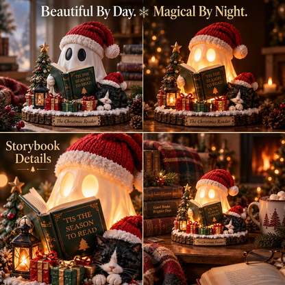 🎄 The Christmas Reader™ – Light-Up Ghost & Cat Reading Figurine