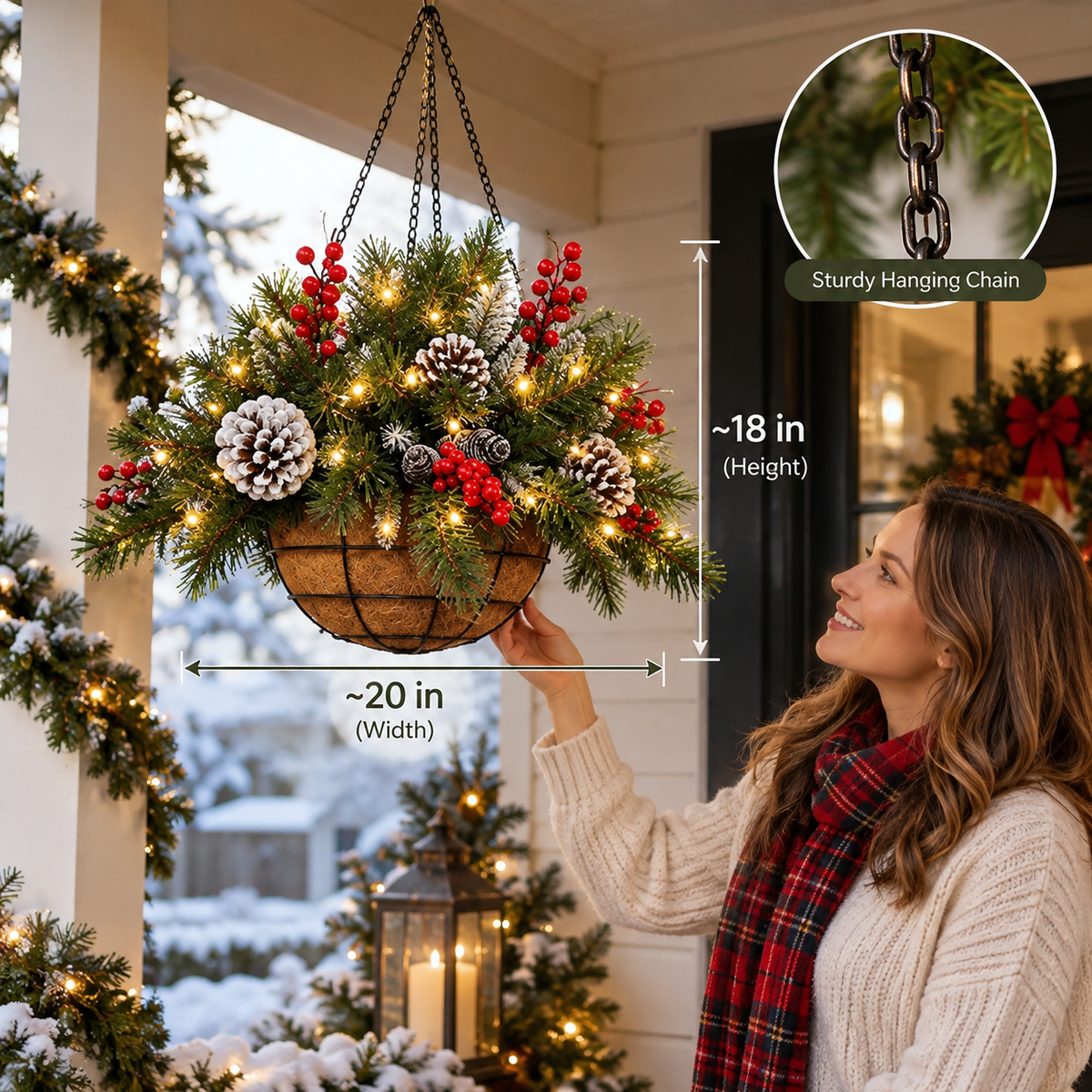 Christmas hanging basket with measurements