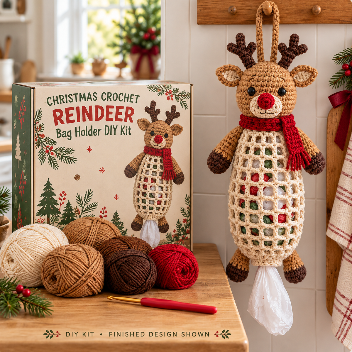 Snowman crochet bag organizer