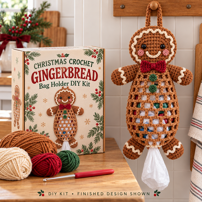 🎄 Christmas Crochet Bag Holder DIY Kit – Festive Hanging Grocery Bag Organizer & Holiday Craft Gift