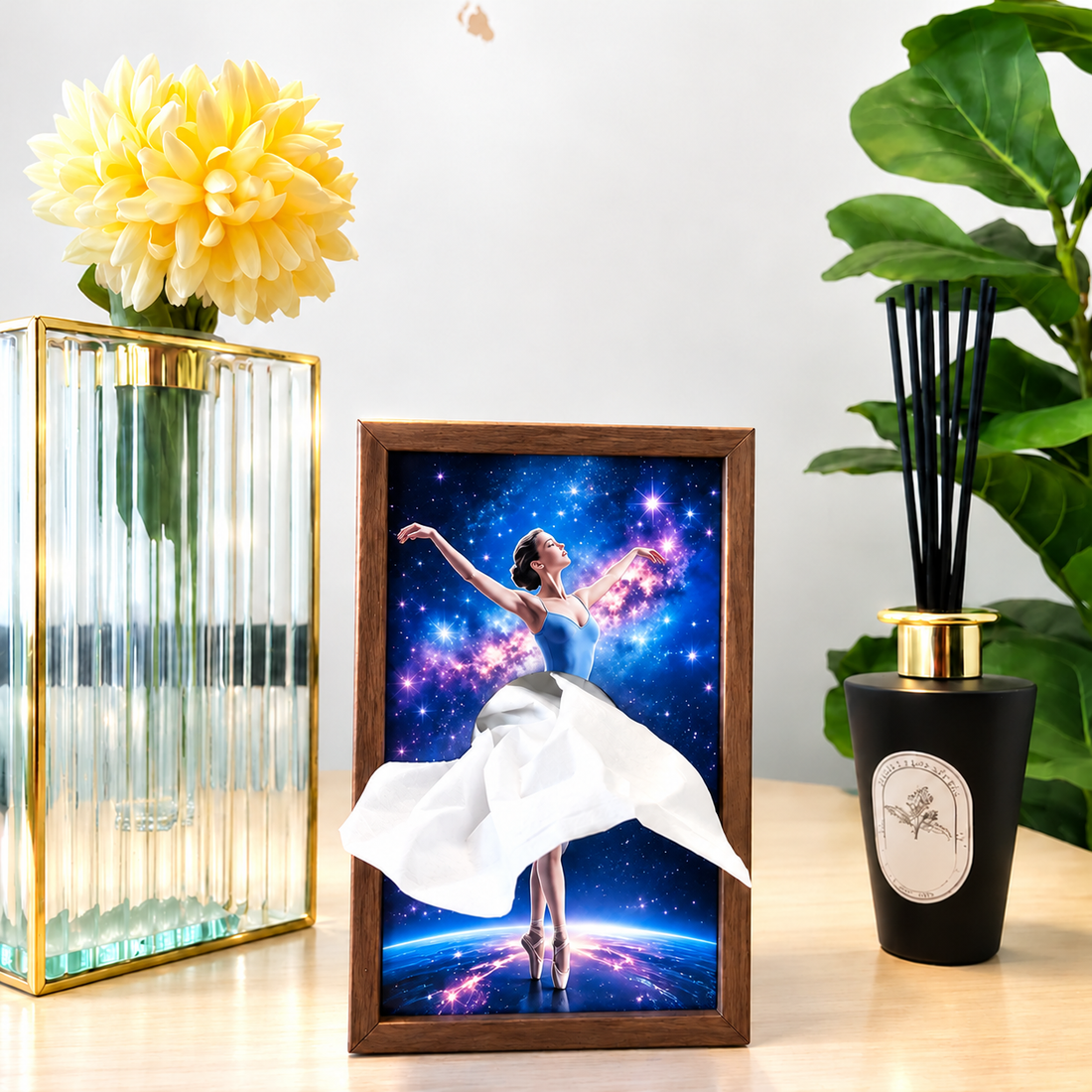 Ballerina wooden tissue holder decor