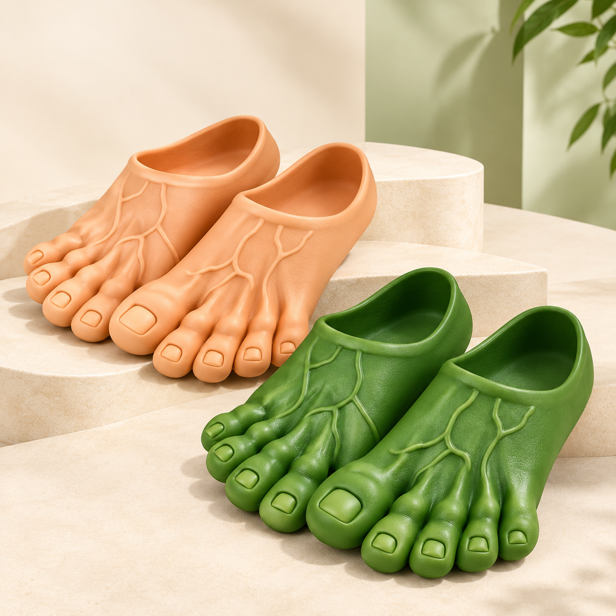👣Giant Toe Slippers – Funny Realistic Foot Slides