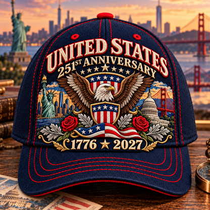 🔥LAST DAY 50% OFF - 🦅United States 251st Anniversary 1776–2027 – Premium Embroidered Heritage Cap 100% Cotton