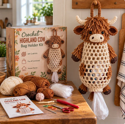 🐱 🌿Crochet Animal Bag Holder Diy Kit – Cute & Functional Hanging Storage Craft Kit 🐱 🌿
