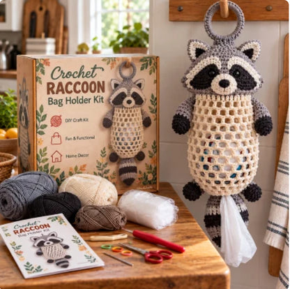 🐱 🌿Crochet Animal Bag Holder Diy Kit – Cute & Functional Hanging Storage Craft Kit 🐱 🌿