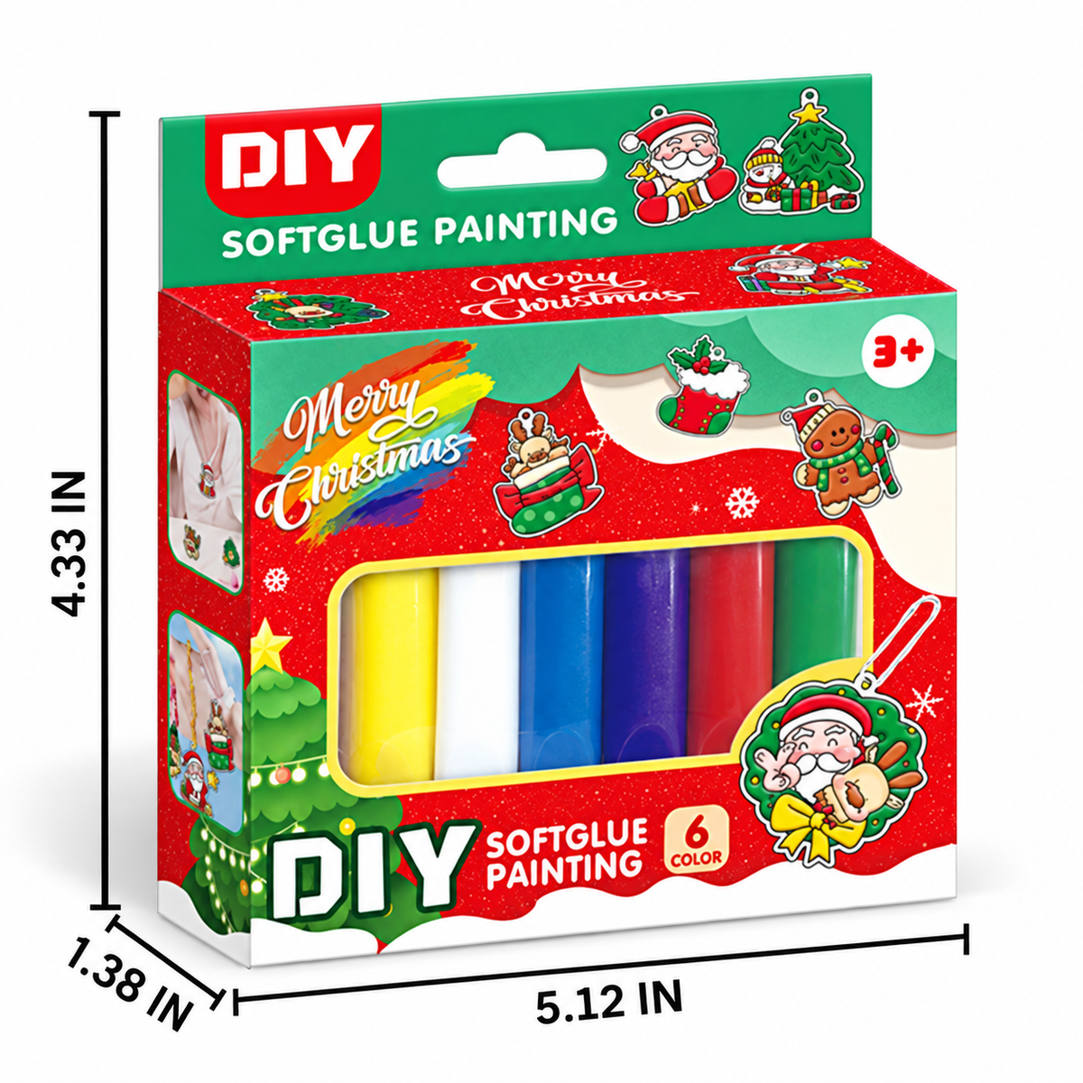 🎄❤️ Christmas DIY Charm Painting Kit – 6 Christmas Bag Charms & 6 Color Gels | Parent-Child Craft Activity🎁✨