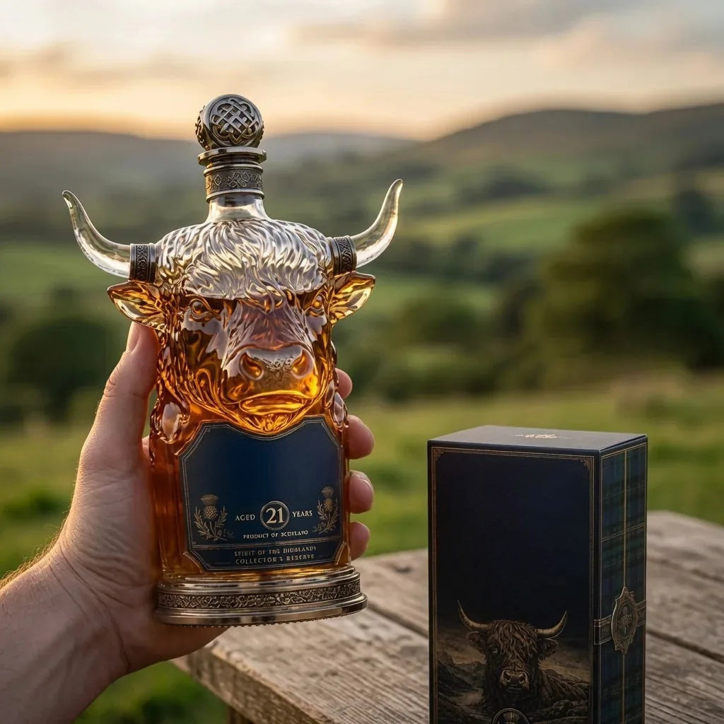 🔥 Limited-Time 50% OFF | Highland Cow Whiskey Decanter – Bold Horns, Intricate Detail & Rustic Charm | A Standout Gift for Whiskey Lovers 🐂