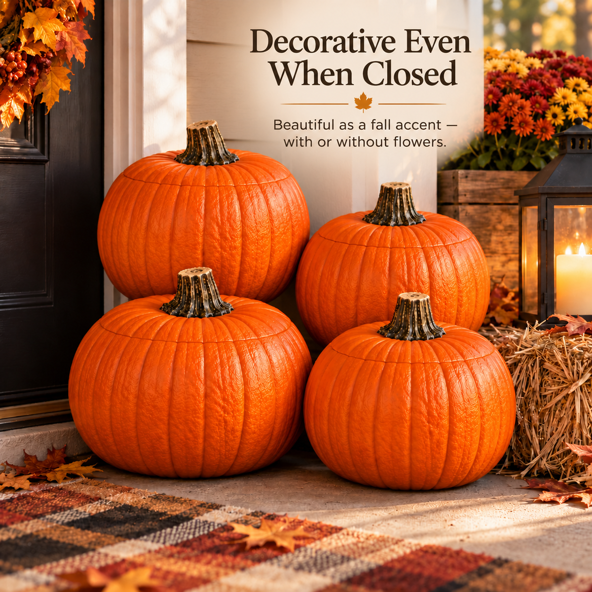 Closed Harvest Bloom Pumpkin seasonal decor