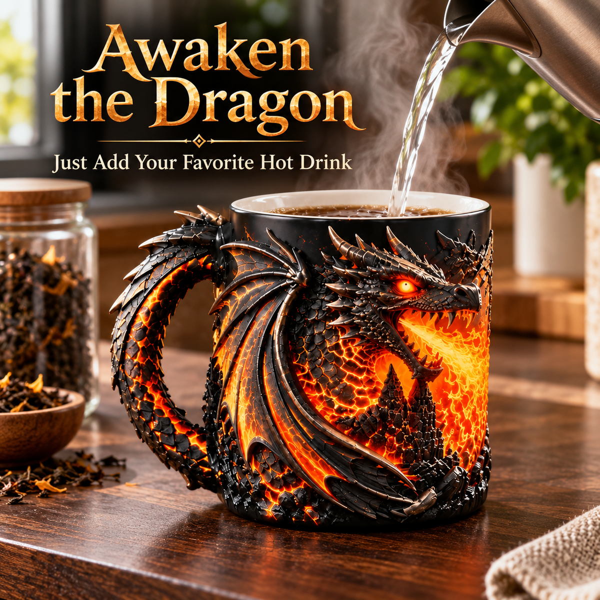 🔥 LAST DAY 50% OFF 🔥🐉 Awaken the Dragon™ – 3D Heat-Reveal Magic Mug with Color-Changing Fire & Sculpted Dragon Design 🔥☕✨