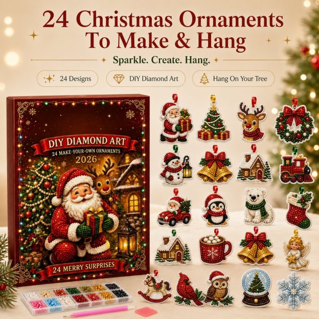 24 Christmas DIY Diamond Art Ornaments