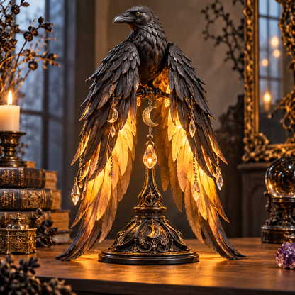 Ravenwing Nocturne™ – Illuminated Gothic Raven Table Lamp