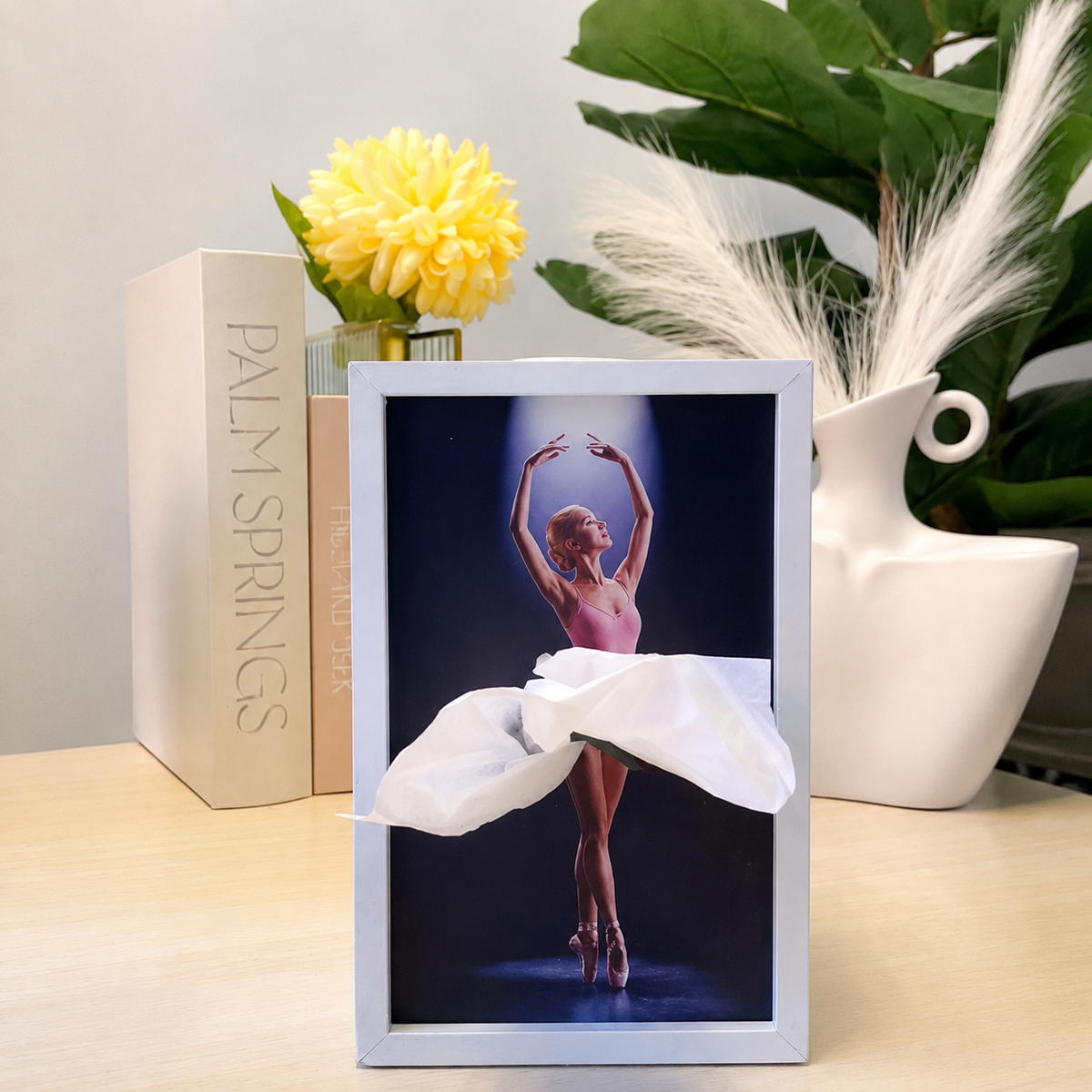 Pulling a tissue from ballet dancer tissue holder