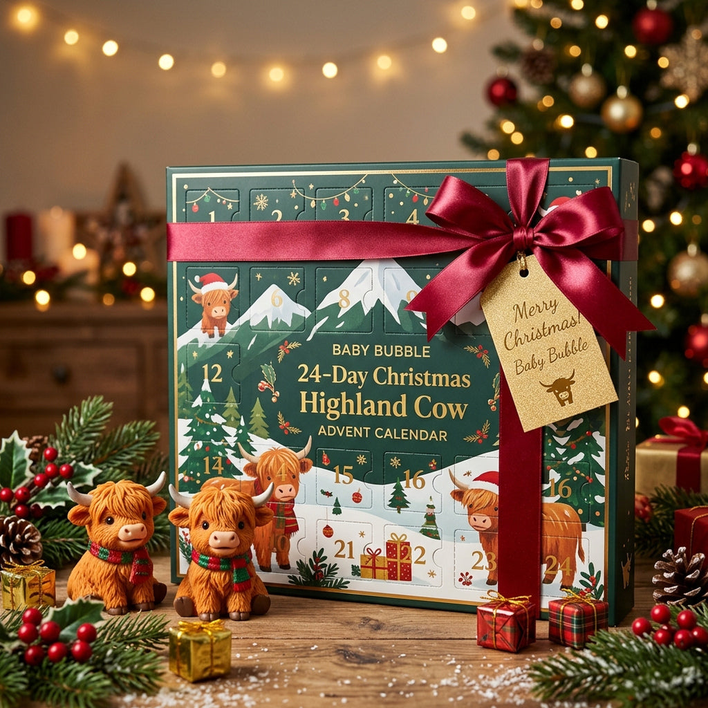 Baby Bubble 24-Day Christmas Highland Cow Advent Calendar - Card 5: Gift-Ready Packaging & Holiday Closer