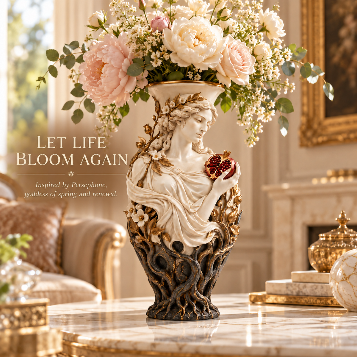 🌹 Persephone’s Return™ – Greek Goddess Sculptural Vase | A Symbol of Hope & New Beginnings