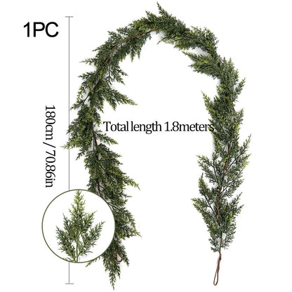 🎄 LAST DAY 50% OFF | 2-Pack Real-Touch Cedar Christmas Garland – Lush Evergreen Holiday Greenery for Mantel, Staircase & Doorway