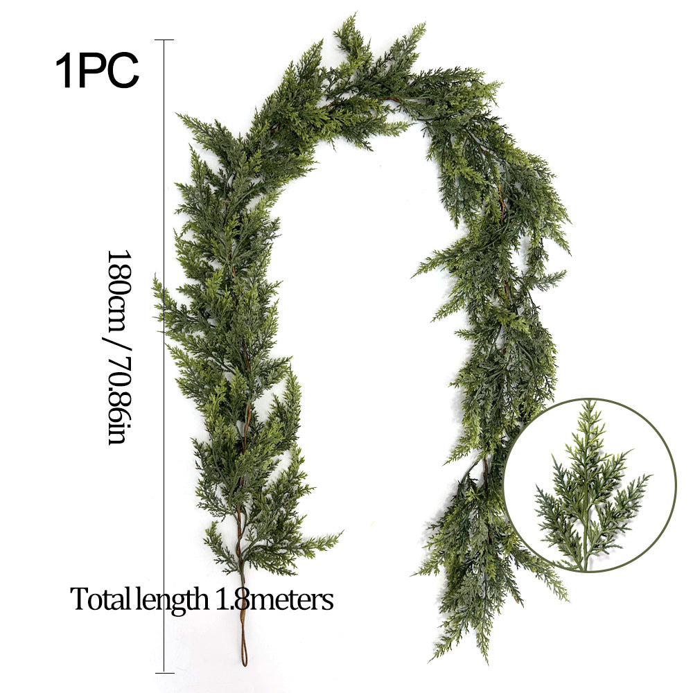 🎄 LAST DAY 50% OFF | 2-Pack Real-Touch Cedar Christmas Garland – Lush Evergreen Holiday Greenery for Mantel, Staircase & Doorway
