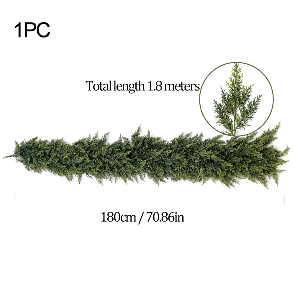 🎄 LAST DAY 50% OFF | 2-Pack Real-Touch Cedar Christmas Garland – Lush Evergreen Holiday Greenery for Mantel, Staircase & Doorway