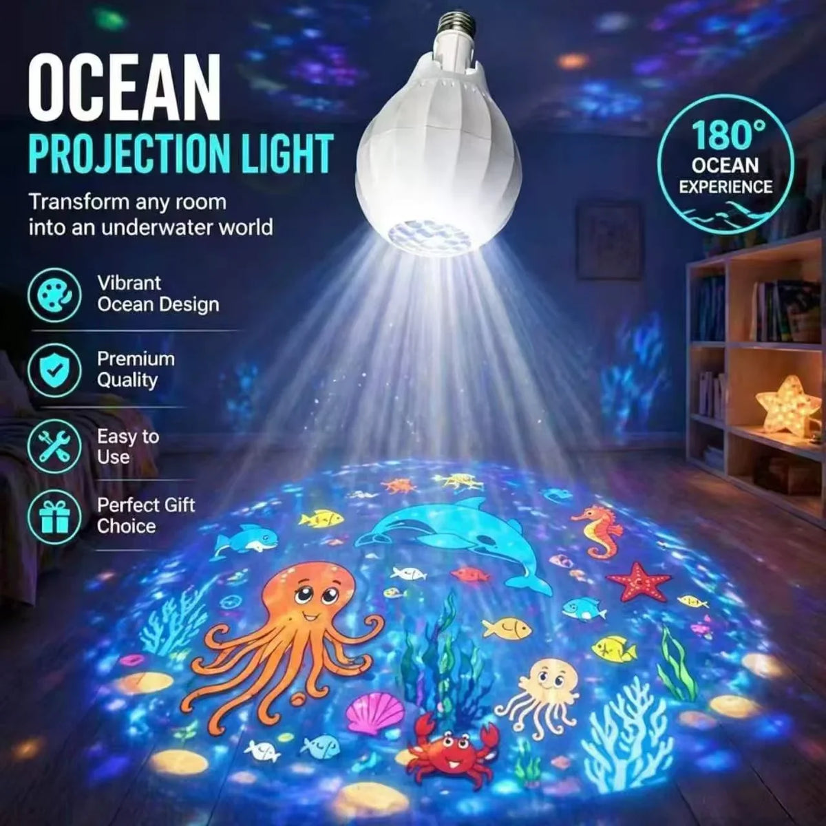 Christmas projector effect on indoor wall