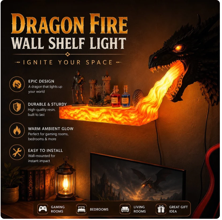 🐲 50% OFF Today! Remote-Control Dragonfire Shelf for Epic Room Decor