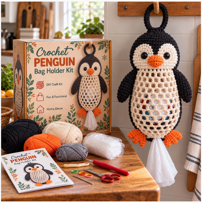 🐱 🌿Crochet Animal Bag Holder Diy Kit – Cute & Functional Hanging Storage Craft Kit 🐱 🌿