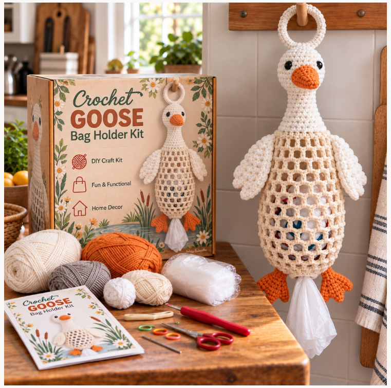 🐱 🌿Crochet Animal Bag Holder Diy Kit – Cute & Functional Hanging Storage Craft Kit 🐱 🌿